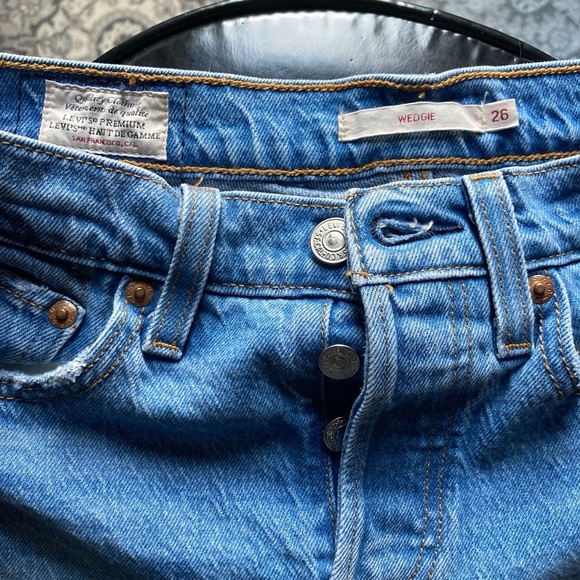 Levi's Blue Straight skinny premium Denim Jeans with Light distressing - Picture 1 of 4
